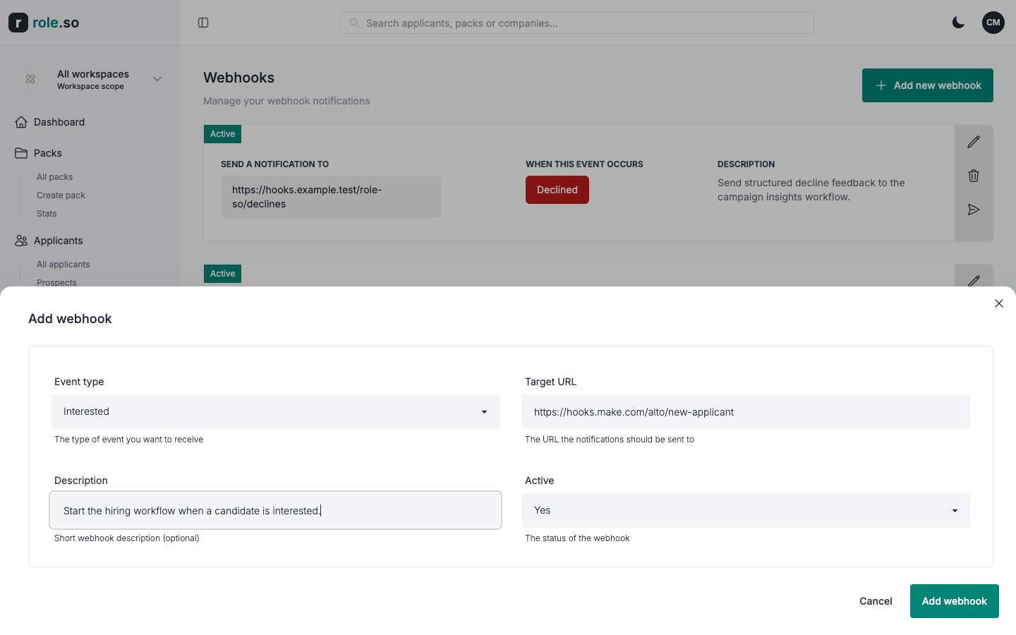 Configure a webhook